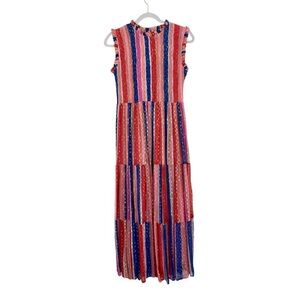 NWT Oliphant Sleeveless Smoked Maxi Dress Multicolor SizeM